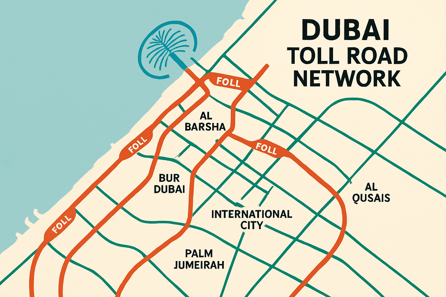 Dubai Toll Road Network Map